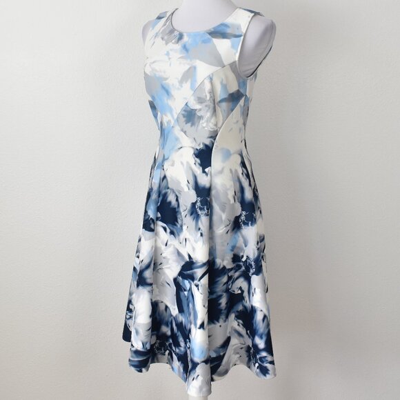 Calvin Klein Floral Fit and Flare Scuba Dress - 8 - Picture 3 of 9